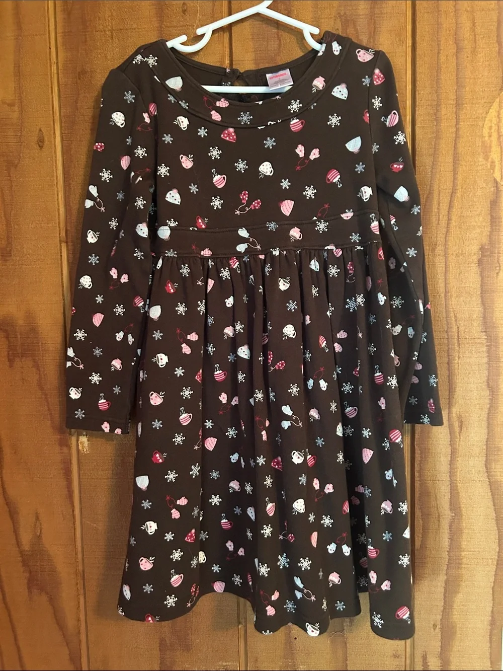Gymboree Brown Long-Sleeve Holiday Heart & Snowflake Dress